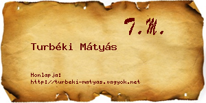 Turbéki Mátyás névjegykártya